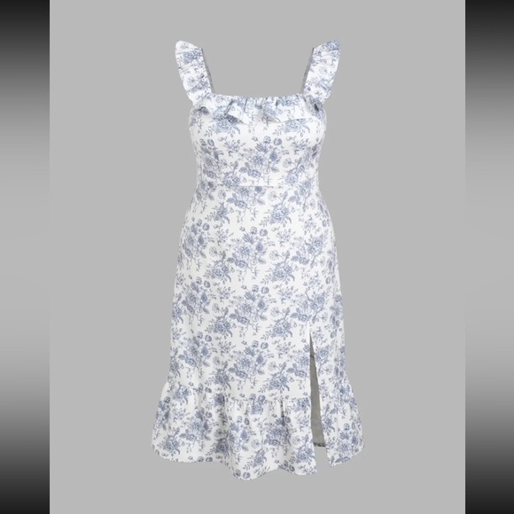 Cider Dresses & Skirts - CIDER Toile de Jouy Ruffle Split Midi Dress size:1X